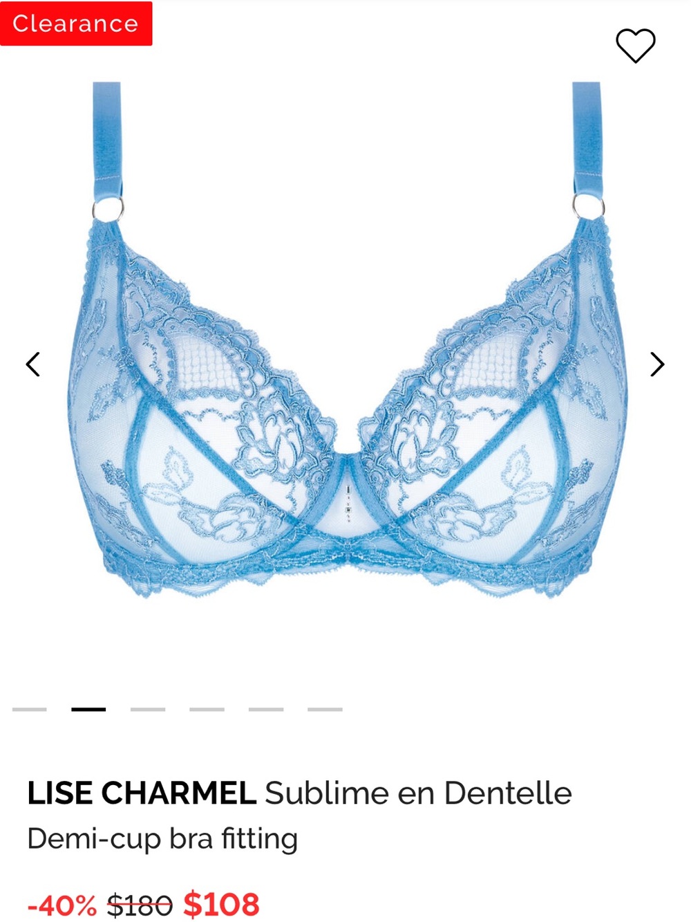 Lise Charmel Sheer Lace Demi-Cup Bra in Light Blue